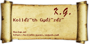 Kolláth Győző névjegykártya